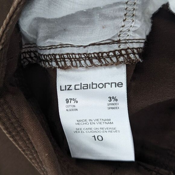 Liz Claiborne Dana Buchman Casual Capri Ankle Pants Navy Brown Bundle Size 10 - Picture 7 of 9